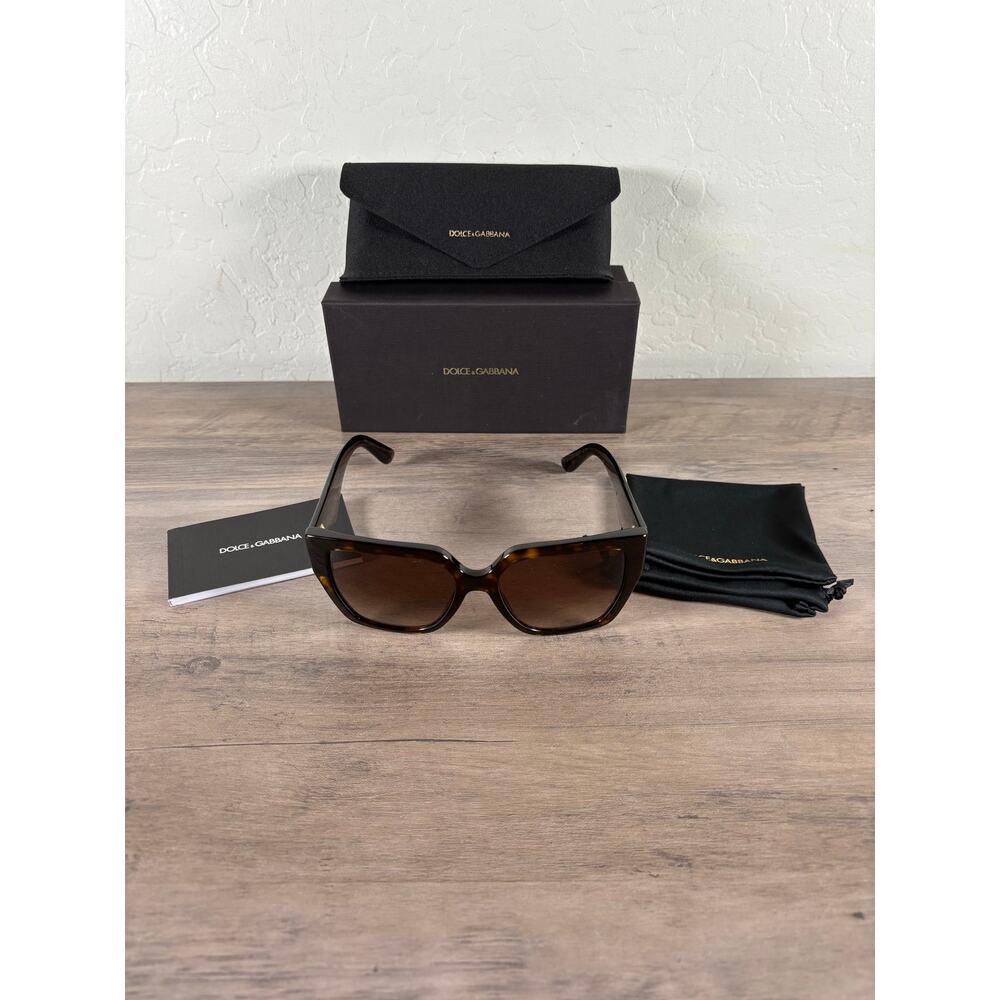 Dolce & Gabbana Crossed Brown Tortoise Sunglasses Women's NEW in Box- Case Cloth